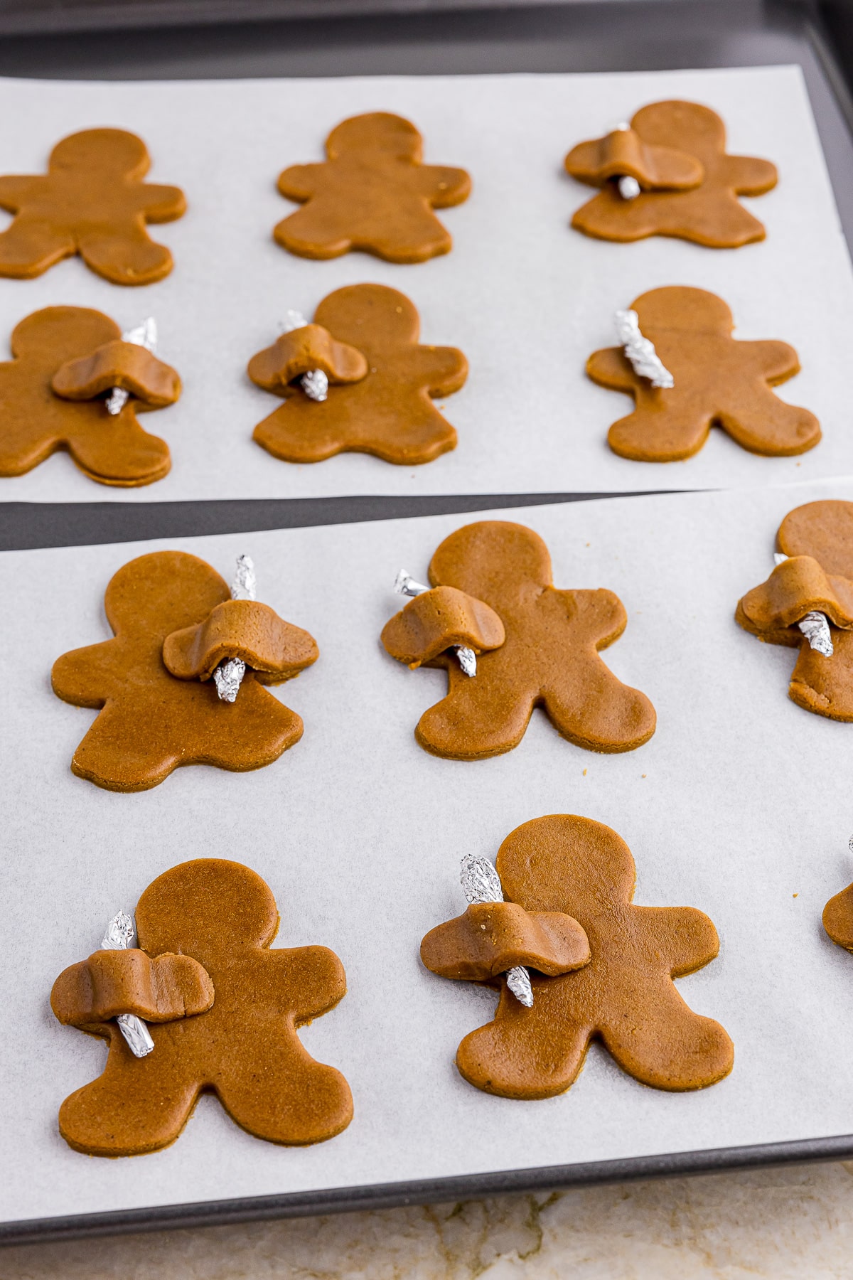 gingerbread men on a cookie sheet