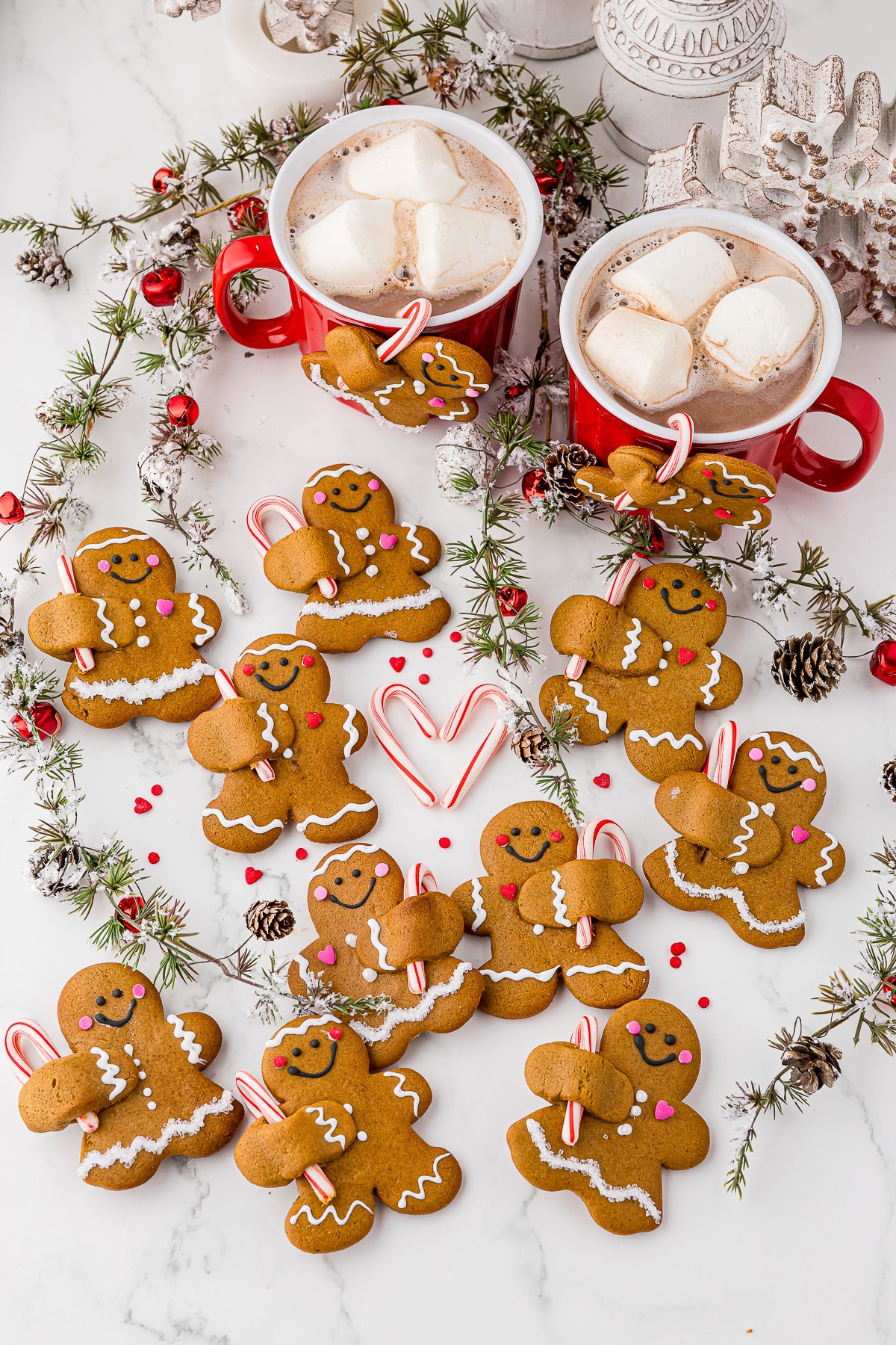 10 gingerbread men on a white counter