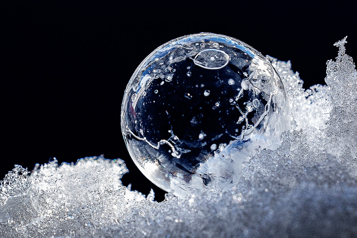 Frozen bubble on snow