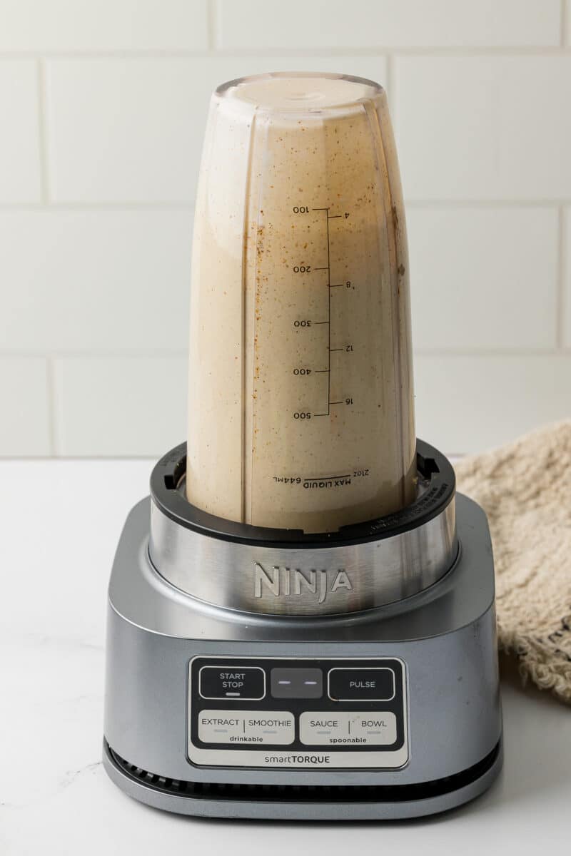 cottage cheese queso mixture in the ninja smart torque blender