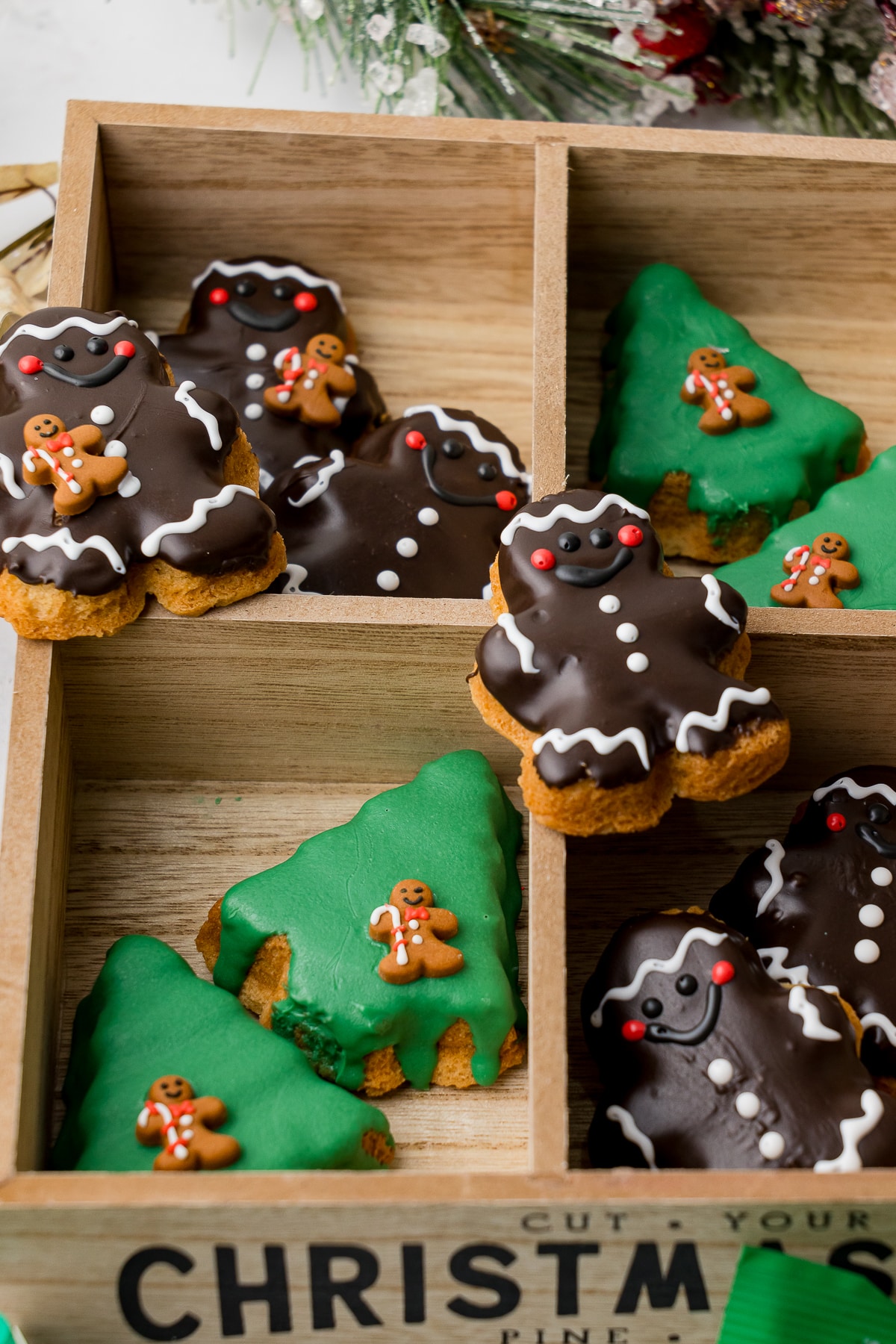 Gingerbread man and Christmas Tree cookies with Wilton candy toppers