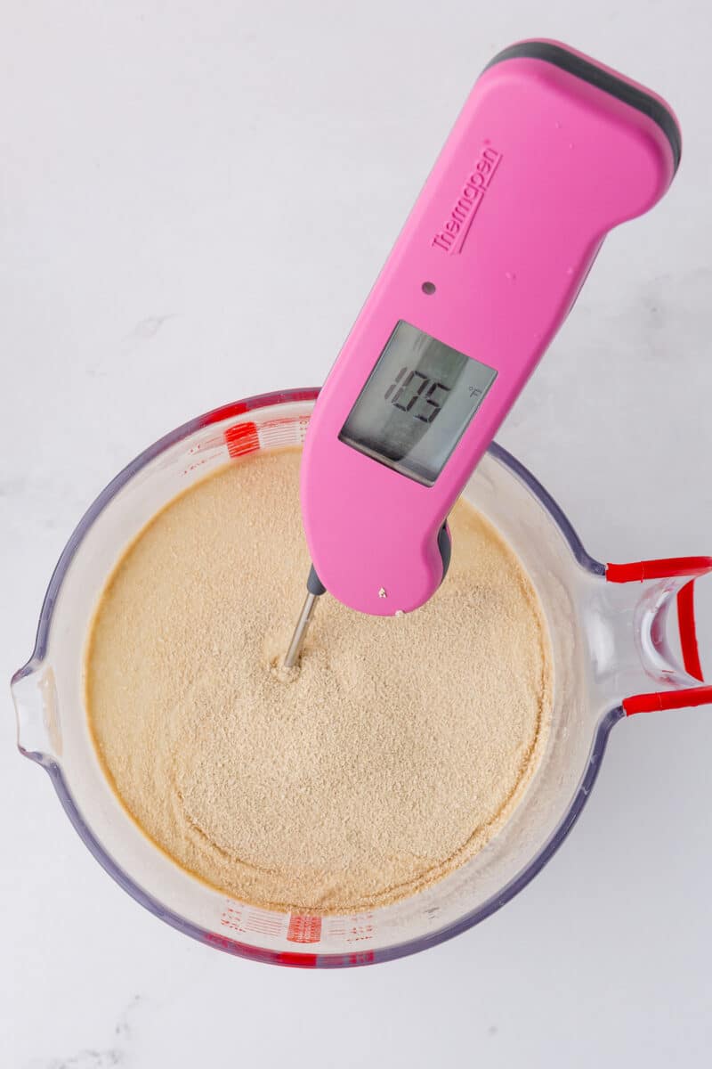 thermopen reading 105 degrees in water and yeast mixture