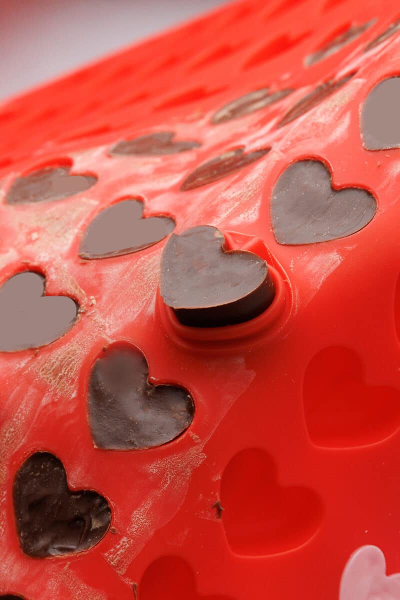 chocolate hearts in a mold