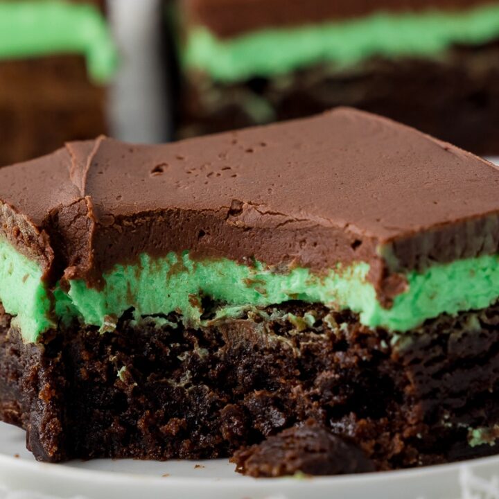 bite taken out of a mint brownie