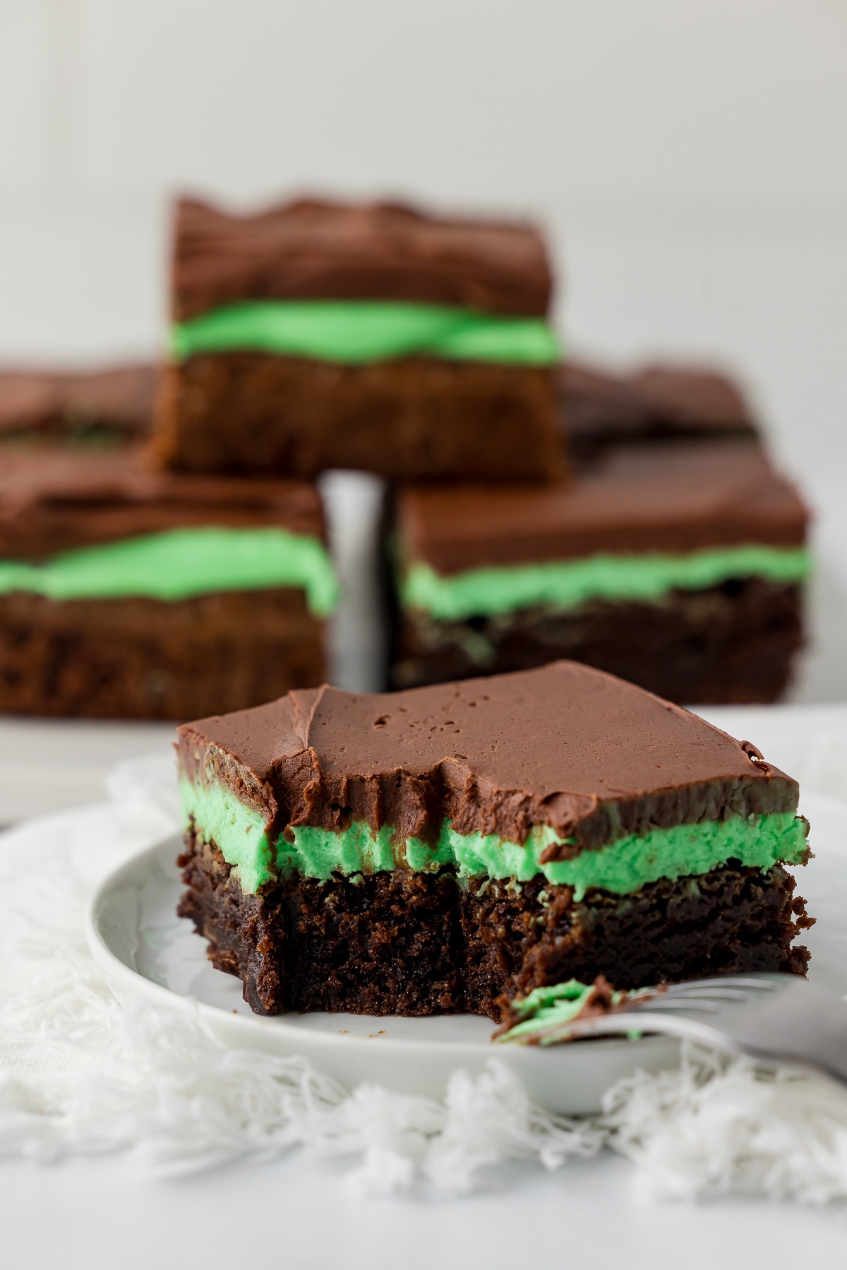 byu mint brownies with a fork bite taken out