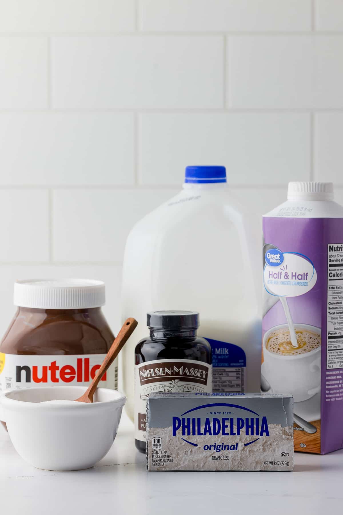 ingredients for the nutella soft serve ice cream