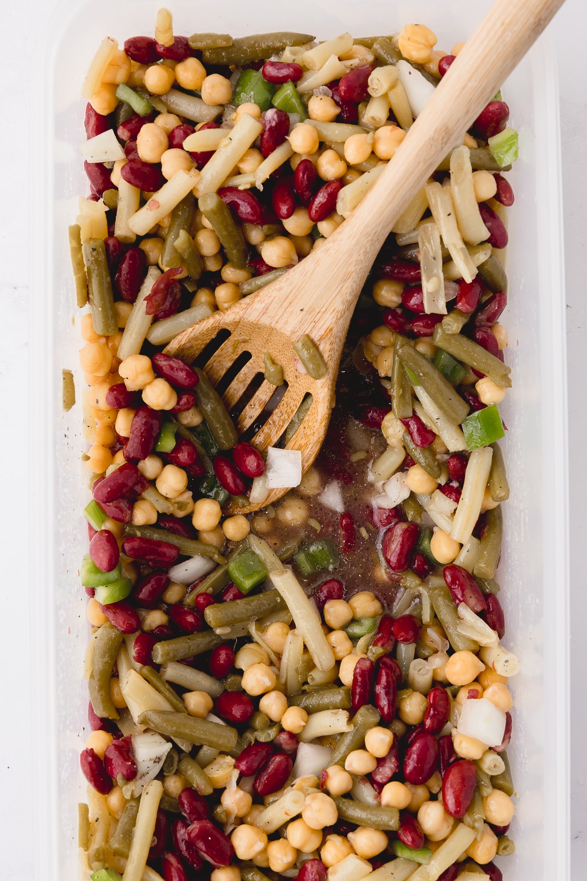 classic three bean salad with garbanzo beans