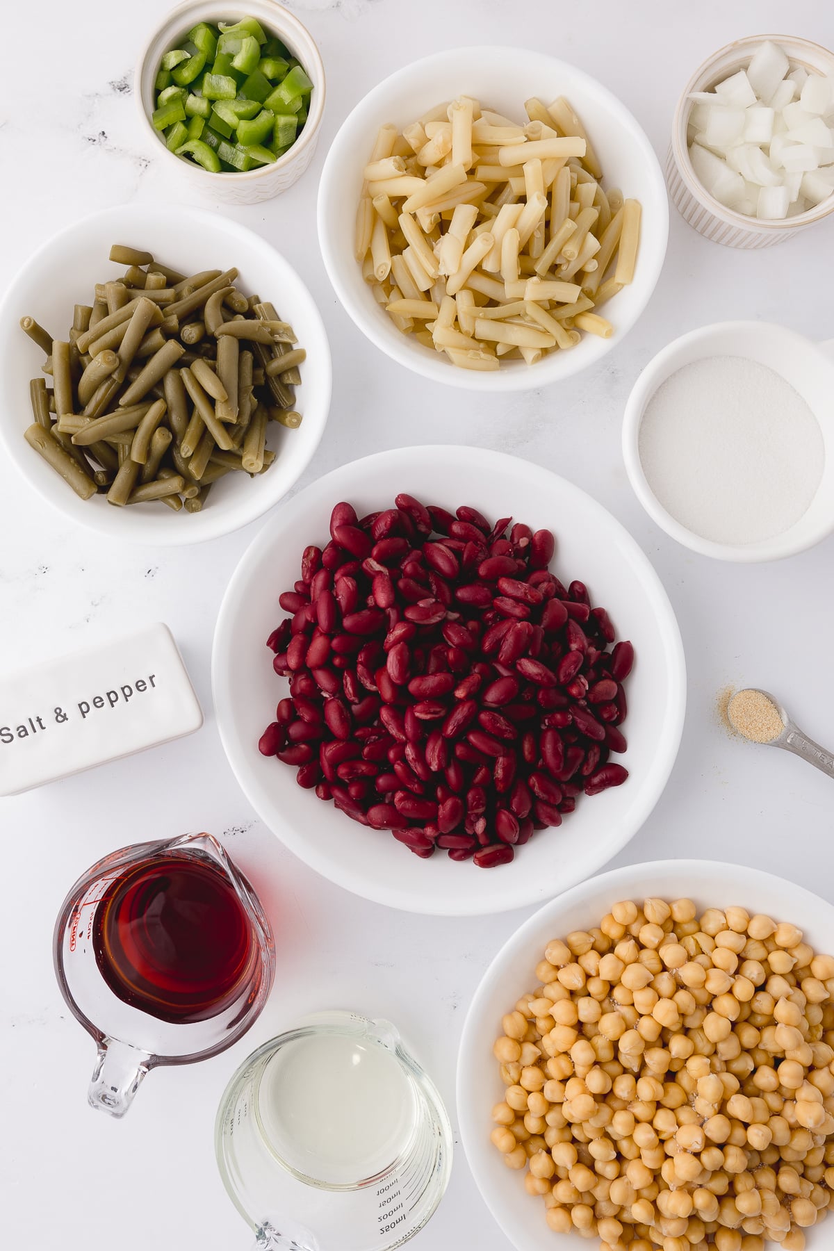 ingredients for three bean salad