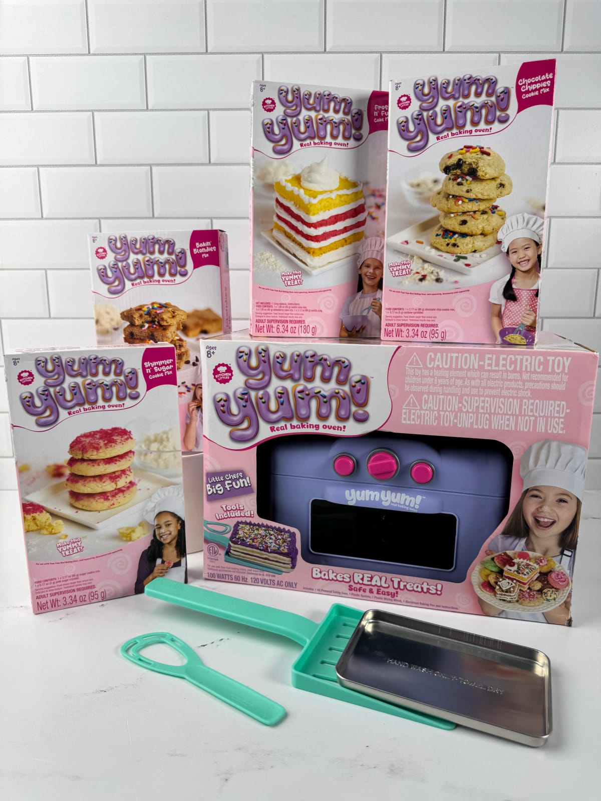 YumYum Real Baking Oven on counter with box and accessories