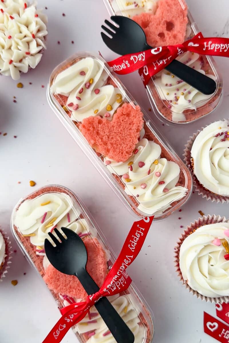 wrapped mini valentines day cake desserts